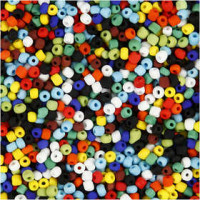 Rocaille mix, afm 6/0 , d: 4 mm, diverse kleuren, multi mat, 500gr, gatgrootte 0,9-1,2 mm [HOB-69118]