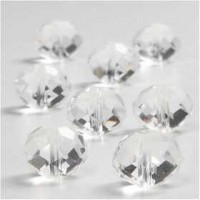 Kristal kralen, afm 12x14 mm, gatgrootte 1 mm, Transparant glans, plat rond, 20stuks [HOB-69662]