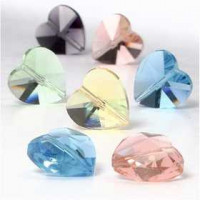 Kristal kralen, afm 14 mm, gatgrootte 1 mm, diverse kleuren, hartvormig, 30div [HOB-69698]