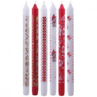 Adventkaarsen, d: 22 mm, h: 30 cm, wit, rood, 24stuks [HOB-73633]