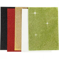 EVA foam vellen, A5 15x21 cm, dikte 2 mm, kleuren assorti, glitter, 5vellen [HOB-769011]