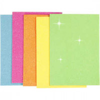 EVA foam vellen, A5 15x21 cm, dikte 2 mm, kleuren assorti, glitter- neon, 5vellen [HOB-769013]