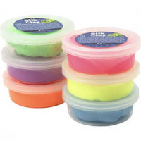Silk Clay® , kleuren assorti, neon, 6x14gr [HOB-79140]