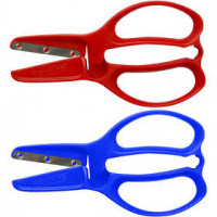 Veer schaar, l: 11 cm, blauw, rood, 12div [HOB-9390]