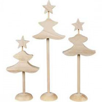 Kerstbomen, grootste maat 26 cm, berkehout, 6stuks [HOB-995010]