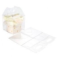 Plastic Doosjes 10.2 x 10.2 x 10.2 cm Kristalhelder met handvat (25 stuks) [FPLB57]