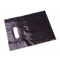 Draagtassen Plastic Zwart 20,3x25,4cm Versterkte Handgreep - PE 45 Micron (50 stuks) [H810BK4]