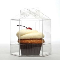 Plastic Doosjes voor 1 Cupcake "Draaideksel" 8,9x8,9x9,5cm (100 stuks) [CBS238]