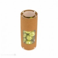 Kraftdoosjes rond 6,4x6,4x15,4cm met Venster (25 stuks) [KTRWS26]