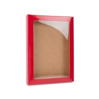 Kraftdoosjes met Venster Rood 11,5x1,5x15cm (25 stuks) [WGRG3]
