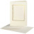 Passepartout Kaarten , afmeting kaart 10,5x15 cm, gatgrootte 6,5x8,8 cm, off-white, rechthoek met gouden rand, 10sets, afmeting envelop 11,5x16,5 cm [HOB-23726]