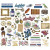 Stickers, afm 10-90 mm,  120 gr, vintage, 138stuks [HOB-27071]