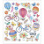 Stickers, vel 15x16,5 cm,  29 stuk, fietsen en luchtballonnen, 1vel [HOB-29076]