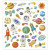 Stickers, vel 15x16,5 cm,  41 stuk, ruimte, 1vel [HOB-29078]