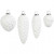 Hangende ornamenten, h: 3,5+5+6,6+8,5 cm, d: 2,5+3+4,5 cm, wit, 4stuks [HOB-50492]