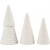 Kerstbomen, h: 10+12+15 cm, d: 5+6+7 cm, wit, 3stuks [HOB-50493]