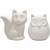 Dierenspaarpot, uil en vos, h: 9 cm, wit, 2stuks [HOB-50570]