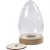 Eivormige stolp op houten voet, h: 15,5 cm, d: 8 cm, 1stuk [HOB-52189]