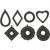 Ornamenten, afm 4,8-7,6 cm, 42 stuks, zwart [HOB-57492]