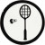 Label, wit/zwart, d: 25 mm, badminton racket, 20stuks [HOB-586035]