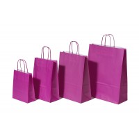 Draagtassen Papier Roze 26+12x35cm Kraft Papier 90 grams (50 stuks) [PAM2635P]