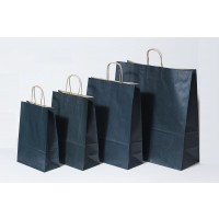 Draagtassen Papier Donkerblauw 32+12x41cm Kraft Papier 100 grams (50 stuks) [PAM3241DKBL]