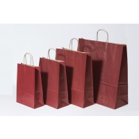 Draagtassen Papier Donkerrood 26+12x35cm Kraft Papier 90 grams (50 stuks) [PAM2635DKR]