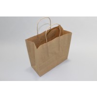 Draagtassen Papier Bruin 14x8x21cm Kraft Papier 90 grams met gedraaid handvat (50 stuks) [PAMB1421]
