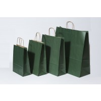Draagtassen Papier Donkergroen 26+12x35cm Kraft Papier 90 grams (50 stuks) [PAM2635DKGR]