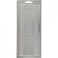 Stickers, vel 10x23 cm, zilver, randen, 1vel [HOB-170022]