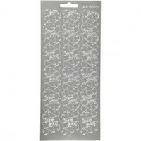 Stickers, vel 10x23 cm, zilver, bladeren, 1vel [HOB-170102]
