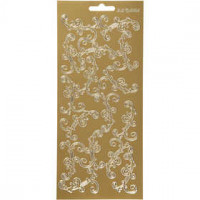 Stickers, vel 10x23 cm, goud, swirl, 1vel [HOB-170121]