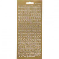 Stickers, vel 10x23 cm, goud, alfabet, 1vel [HOB-170214]