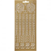 Stickers, vel 10x23 cm, goud, jubileum, 1vel [HOB-170216]