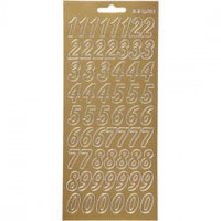 Stickers, vel 10x23 cm, goud, cijfers, 1vel [HOB-170218]