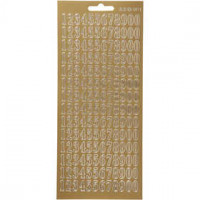 Stickers, vel 10x23 cm, goud, cijfers, 1vel [HOB-170228]