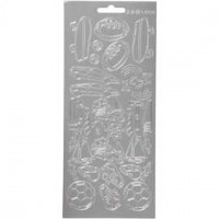 Stickers, vel 10x23 cm, zilver, sport, 1vel [HOB-170233]