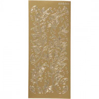 Stickers, vel 10x23 cm, goud, bladeren, 1vel [HOB-170238]