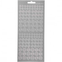 Stickers, vel 10x23 cm, zilver, sneeuwvlokken, 1vel [HOB-170243]