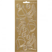 Stickers, vel 10x23 cm, goud, sport, 1vel [HOB-170248]