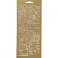 Stickers, vel 10x23 cm, goud, lantaarnen, 1vel [HOB-170254]