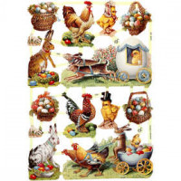 Vintage plaatjes, vel 16,5x23,5 cm, Pasen, 3vellen [HOB-19322]