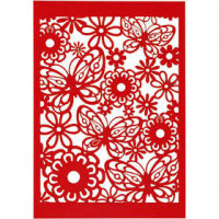 Lace Patterned cardboard, sheet 10.5x15 cm, 200 g, 10 pcs, red [HOB-216913]