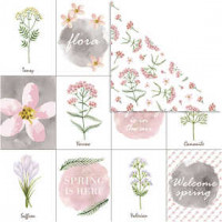 Design papier, vel 30,5x30,5 cm,  180 gr, , bloemen, 5vellen [HOB-22527]