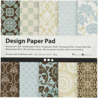 Design Paper Pad, sheet 15.2x15.2 cm, 120 g, 50 sheets, light blue, brown [HOB-225914]
