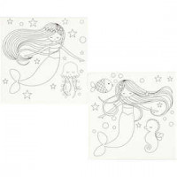 Canvas met opdruk, afm 20x20 cm, diepte 1,4 cm, zeemeermin, 2stuks, 280 gr [HOB-22794]