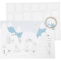 Kerst kalender, met bedrukking, afm 30x42 cm, wit, 3stuks [HOB-23311]
