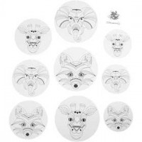 Mobiel met motief, wilde dieren, d: 12+15+18 cm,  300 gr, wit, 3sets [HOB-236270]