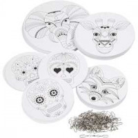 Mobielen met motief, wilde dieren en doodskoppen, d: 12+15+18 cm,  300 gr, wit, 20sets [HOB-23634]