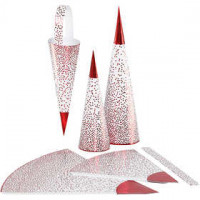 Kegels, h: 18+28 cm,  120 gr, wit, rood, 3stuks [HOB-24364]